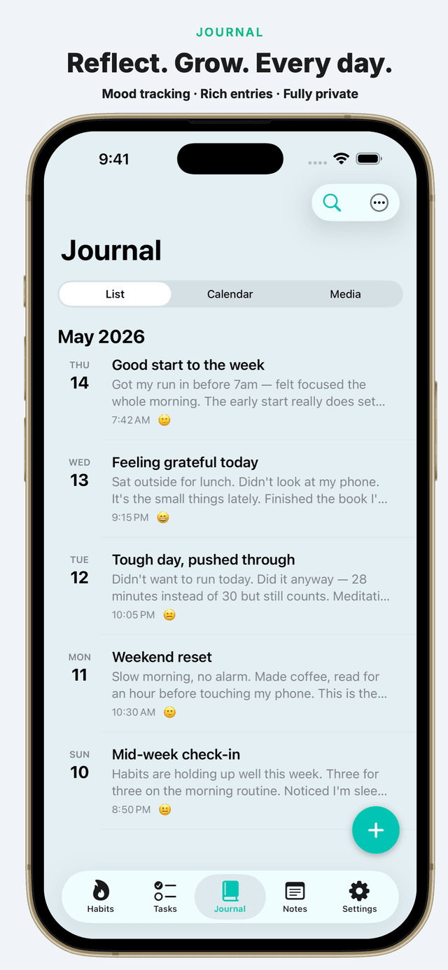 Pilli Journal screen